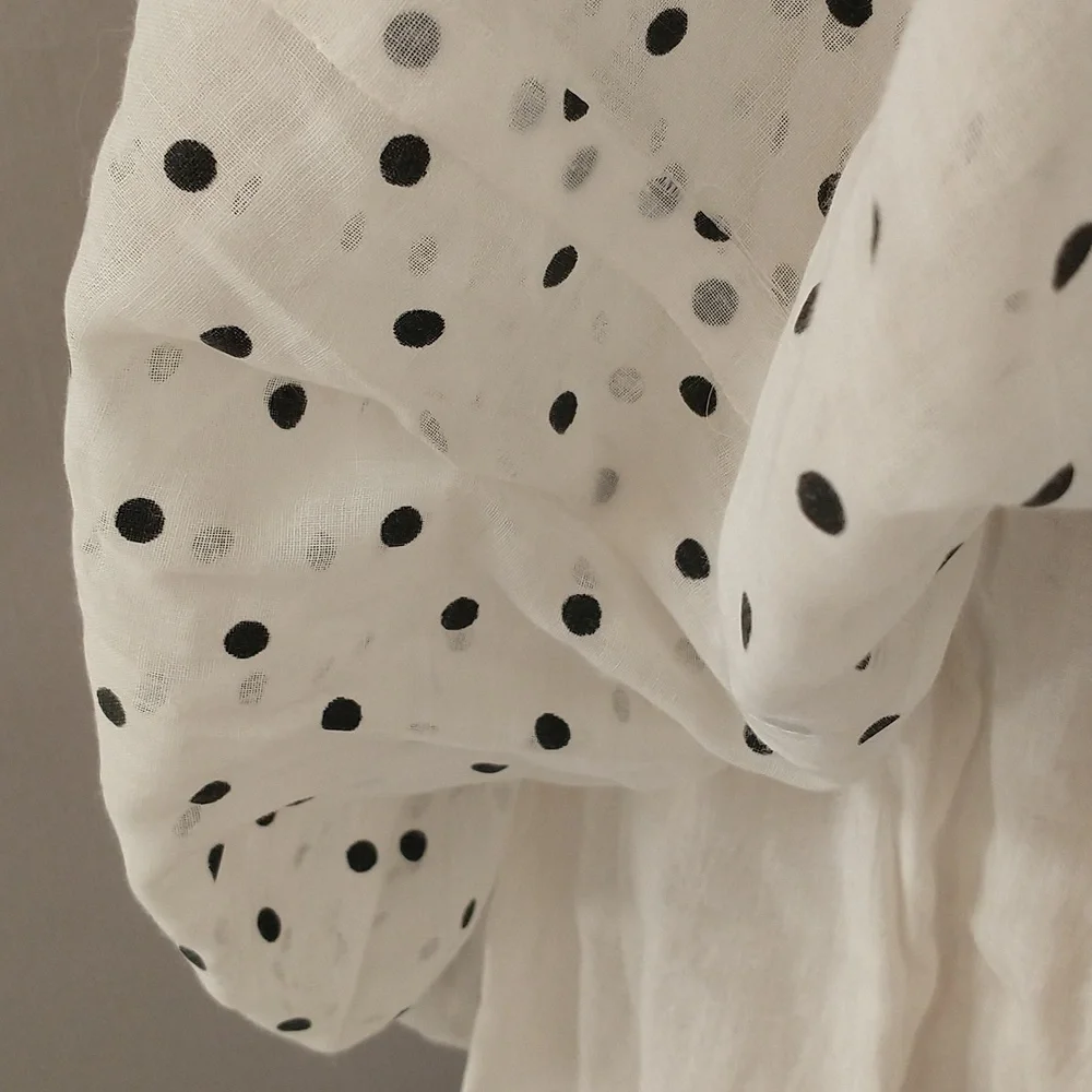 Vintage Polka Dot Flirty Mini Skirt 50s 60s Sheer Cotton USA Made Fun Feminine - Picture 4 of 10